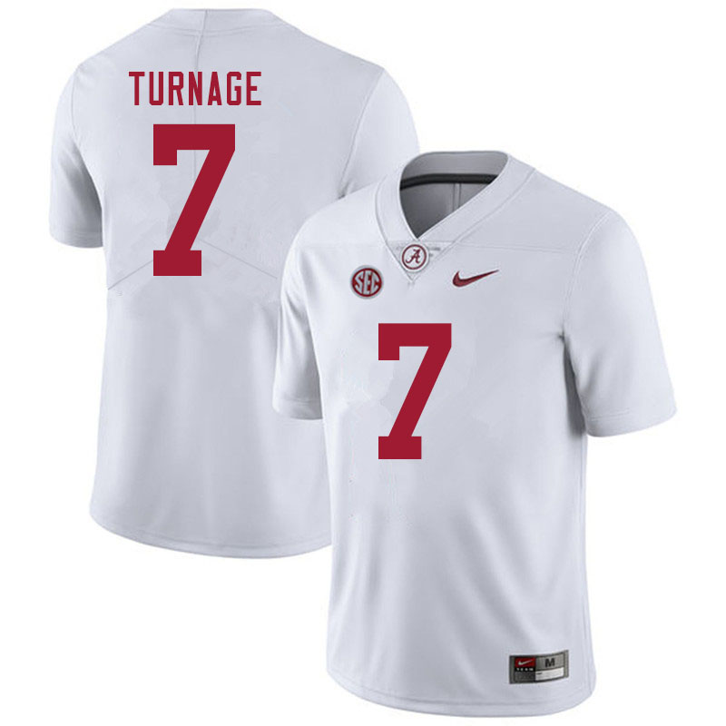 Alabama Crimson Tide Men's Brandon Turnage #7 White NCAA Nike Authentic Stitched 2020 College Football Jersey LX16M13SZ